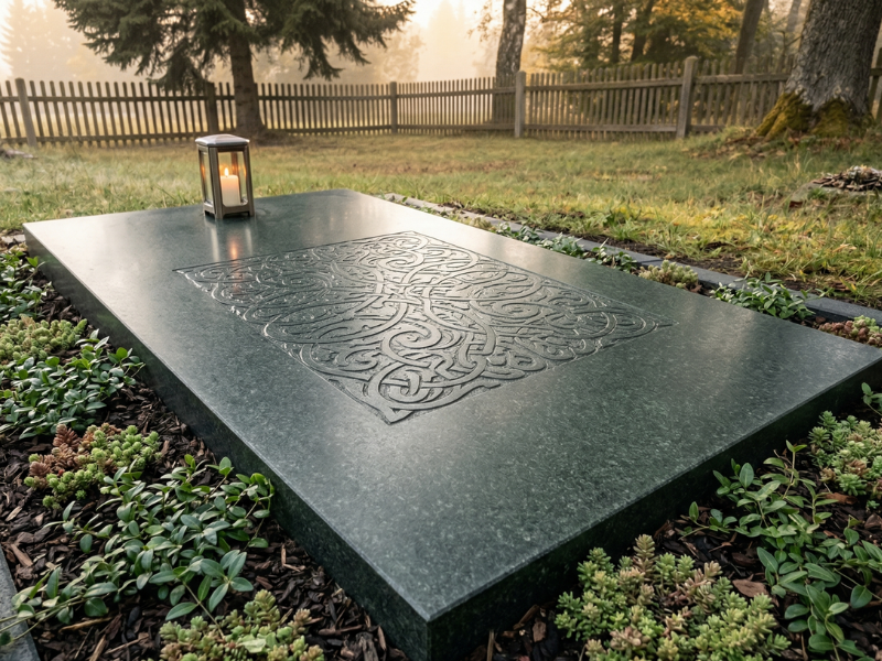 Liegestein nach der Pflege — gepflegt und neu bepflanzt